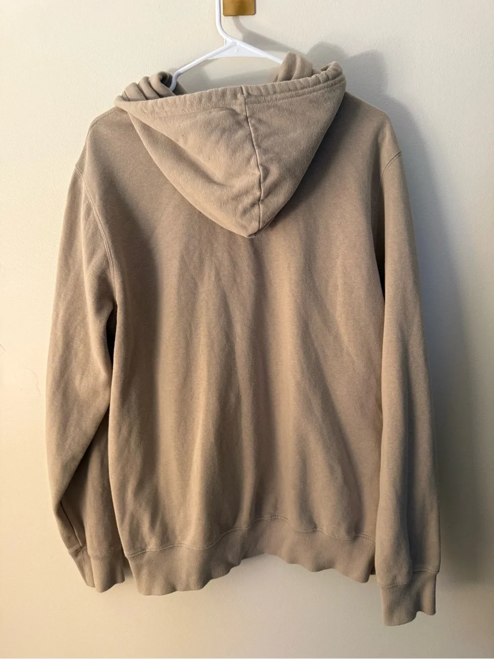 The North Face Men's Beige Pullover Hoodie with White Logo